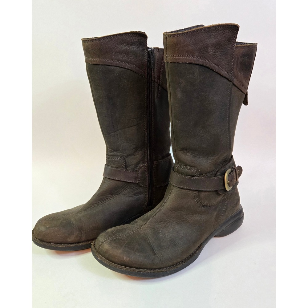 Merrell Espresso Waterproof Brown Leather Mid Calf Buckle Boots Womens 9 J69128